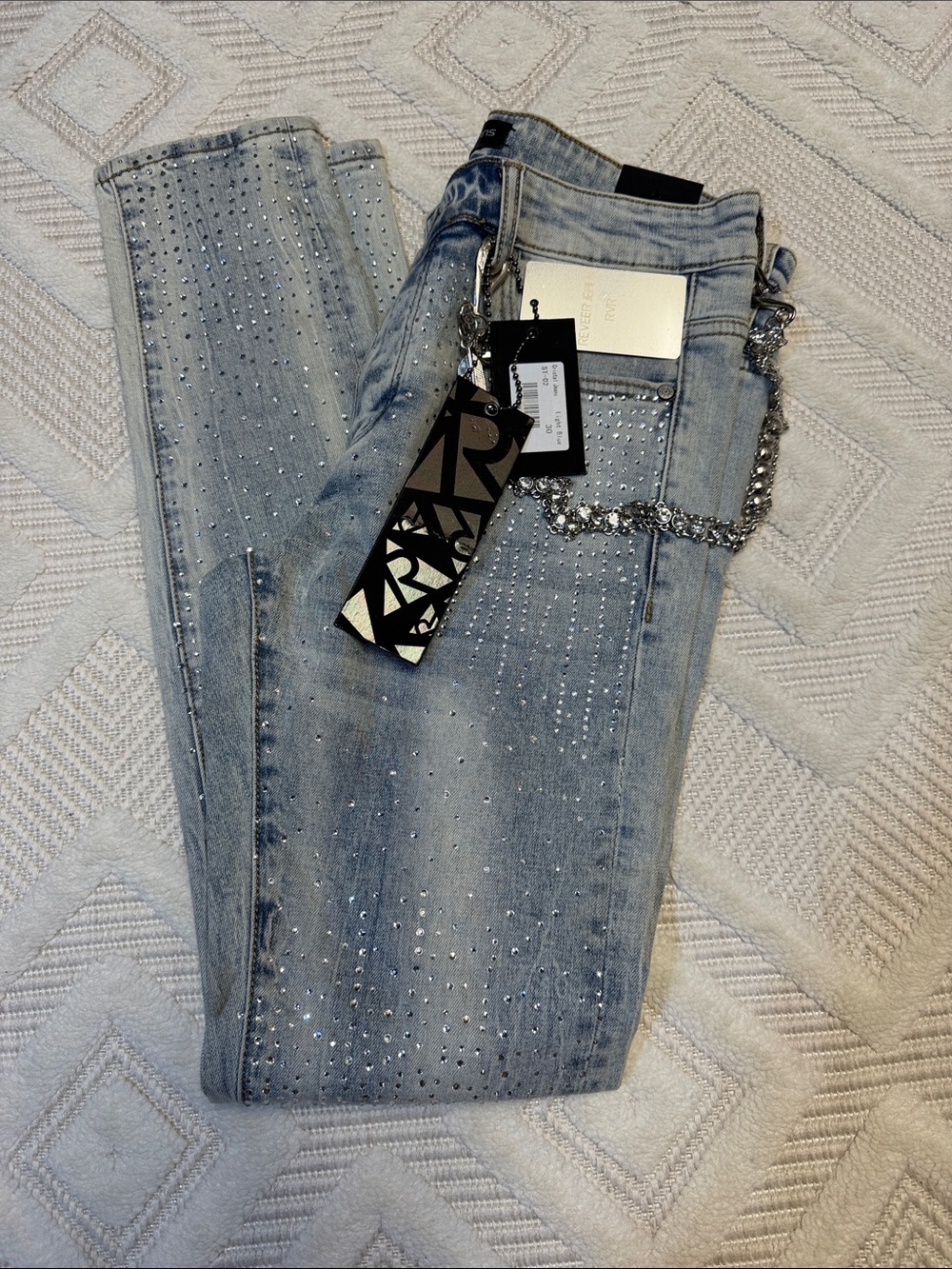 REVEER JEANS - Crystal and Rhinestone Embellished